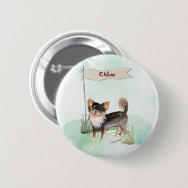 Individuelle Name Langhaariger Chihuahua Haustier Button