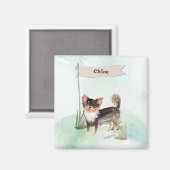 Individuelle Name Langhaariger Chihuahua Haustier Magnet (Vorderseite/Rückseite)