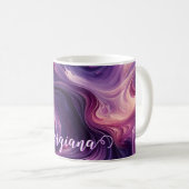 Individuelle Name Lebhafter Lila Farbeffekt Kaffeetasse (VorderseiteRechts)
