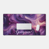 Individuelle Name Lebhafter Lila Farbeffekt Schreibtischunterlage (Tastatur & Maus)