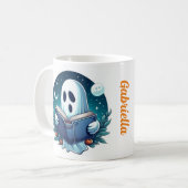 Individuelle Name leckere Halloween-Geisterlese Kaffeetasse (Vorderseite Links)