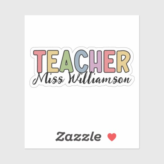 Individuelle Name Lehrerin Farbenfrohe Lehrerin We Aufkleber (Blatt)