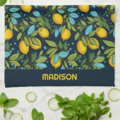 Individuelle Name Lemon Muster Geschirrtuch (Gefaltet)