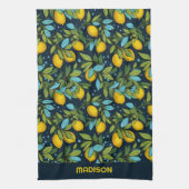 Individuelle Name Lemon Muster Geschirrtuch (Vertikal)