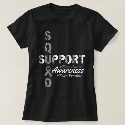 Individuelle Name Leopard Brain Cancer Support Squ T-Shirt (Design vorne)