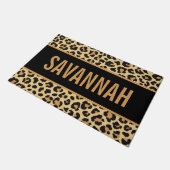 Individuelle Name Leopard Tierdruckmuster Klassisc Fußmatte (Schrägansicht)