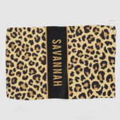 Individuelle Name Leopard Tierdruckmuster Klassisc Golfhandtuch (Horizontal)