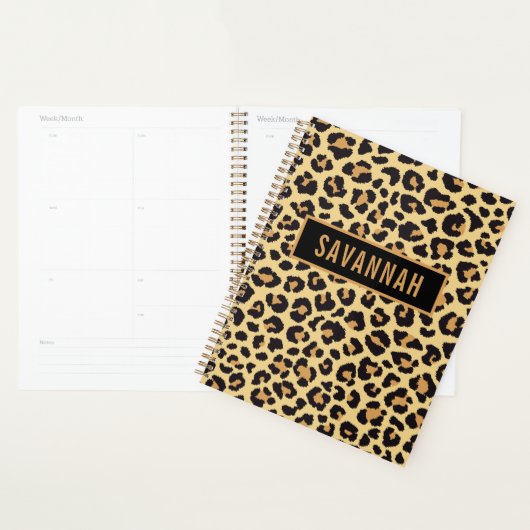 Individuelle Name Leopard Tierdruckmuster Klassisc Planer (Anzeige)