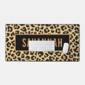 Individuelle Name Leopard Tierdruckmuster Klassisc Schreibtischunterlage (Tastatur & Maus)