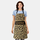 Individuelle Name Leopard Tierdruckmuster Klassisc Schürze (Getragen)