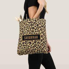 Individuelle Name Leopard Tierdruckmuster Klassisc Tasche