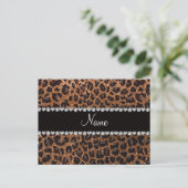 Individuelle Name-Leopardendruck aus Glitzer verbr Postkarte (Stehend Vorderseite)