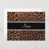 Individuelle Name-Leopardendruck aus Glitzer verbr Postkarte (Vorne/Hinten)