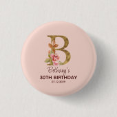 Individuelle Name Letter B Gold Rosa Rose Schaltfl Button (Vorderseite)
