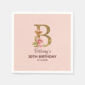 Individuelle Name Letter B Gold Rosa Rosen Serviette (Vorderseite)