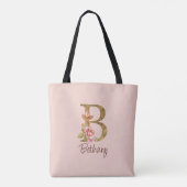 Individuelle Name Letter B Goldene Forelle Rose Ro Tasche (Rückseite)
