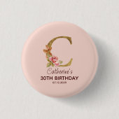 Individuelle Name Letter C Gold Rosa Rose Taste Button (Vorderseite)