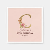 Individuelle Name Letter C Gold Rosa Roses Serviette (Vorderseite)