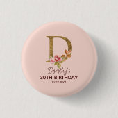 Individuelle Name Letter D Gold Rosa Rose Schaltfl Button (Vorderseite)