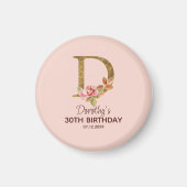 Individuelle Name Letter D Gold Rosa Rosen Magnet (Vorne)