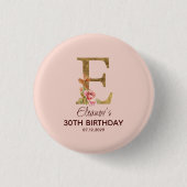 Individuelle Name Letter E Gold Rosa Rose Schaltfl Button (Vorderseite)