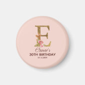 Individuelle Name Letter E Gold Rosa Rosen Magnet (Vorne)