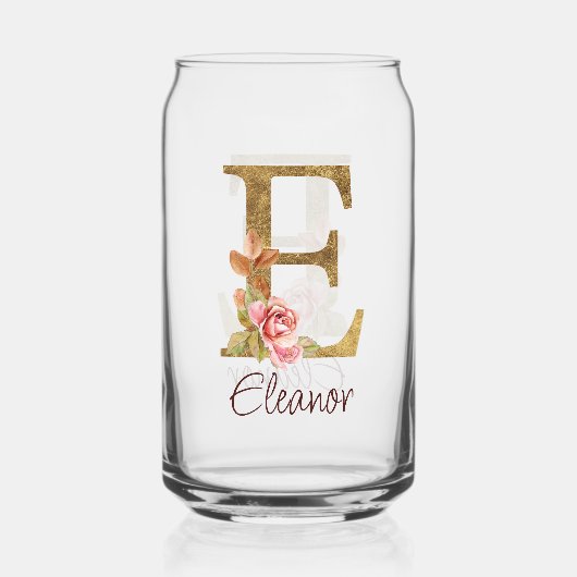 Individuelle Name Letter E Goldene Forelle Rose Ro Dosenglas (Rückseite)