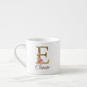 Individuelle Name Letter E Goldene Forelle Rose Ro Espressotasse