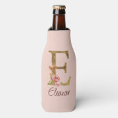 Individuelle Name Letter E Goldene Forelle Rose Ro Flaschenkühler (Flaschenvorderseite)
