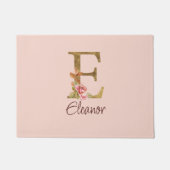 Individuelle Name Letter E Goldene Forelle Rose Ro Fußmatte (Vorderseite)