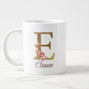 Individuelle Name Letter E Goldene Forelle Rose Ro Jumbo-Tasse