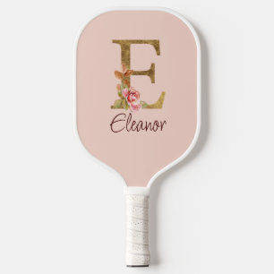 Individuelle Name Letter E Goldene Forelle Rose Ro Pickleball Schläger