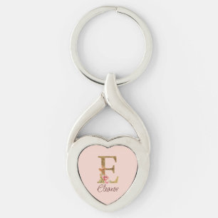 Individuelle Name Letter E Goldene Forelle Rose Ro Schlüsselanhänger