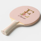 Individuelle Name Letter E Goldene Forelle Rose Ro Tischtennis Schläger (Vorderseite)