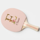 Individuelle Name Letter E Goldene Forelle Rose Ro Tischtennis Schläger (Seitenansicht)