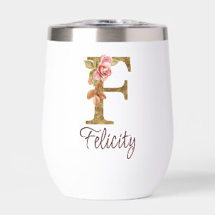 Individuelle Name Letter F Gold Foil Rose Rose Ros