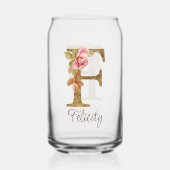 Individuelle Name Letter F Gold Foil Rose Rose Ros Dosenglas (Vorderseite)