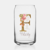 Individuelle Name Letter F Gold Foil Rose Rose Ros Dosenglas (Rückseite)