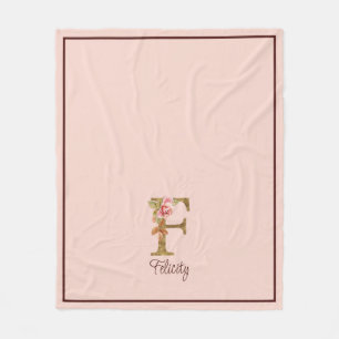 Individuelle Name Letter F Gold Foil Rose Rose Ros Fleecedecke