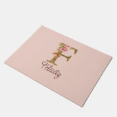 Individuelle Name Letter F Gold Foil Rose Rose Ros Fußmatte (Schrägansicht)