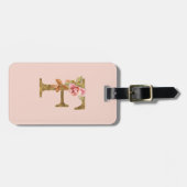 Individuelle Name Letter F Gold Foil Rose Rose Ros Gepäckanhänger (Vorderseite horizontal)