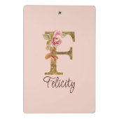 Individuelle Name Letter F Gold Foil Rose Rose Ros Mini Klemmbrett (Rückseite)