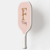 Individuelle Name Letter F Gold Foil Rose Rose Ros Pickleball Schläger (Links)