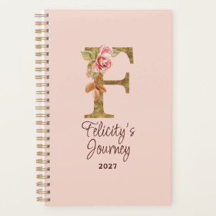 Individuelle Name Letter F Gold Foil Rose Rose Ros Planer