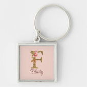 Individuelle Name Letter F Gold Foil Rose Rose Ros Schlüsselanhänger (Vorne)