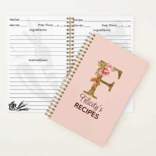 Individuelle Name Letter F Gold Rosa Rosen Rezept Notizblock