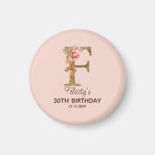 Individuelle Name Letter F Gold Rosa Roses Magnet (Vorne)