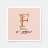 Individuelle Name Letter F Gold Rosa Roses Serviette (Vorderseite)