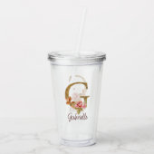 Individuelle Name Letter G Gold Foil Rose Rose Ros Acryltrinkbecher (Rückseite)