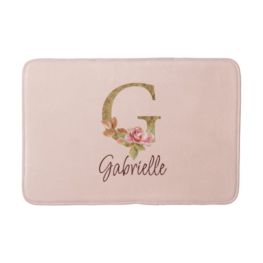 Individuelle Name Letter G Gold Foil Rose Rose Ros Badematte (Vorderseite)